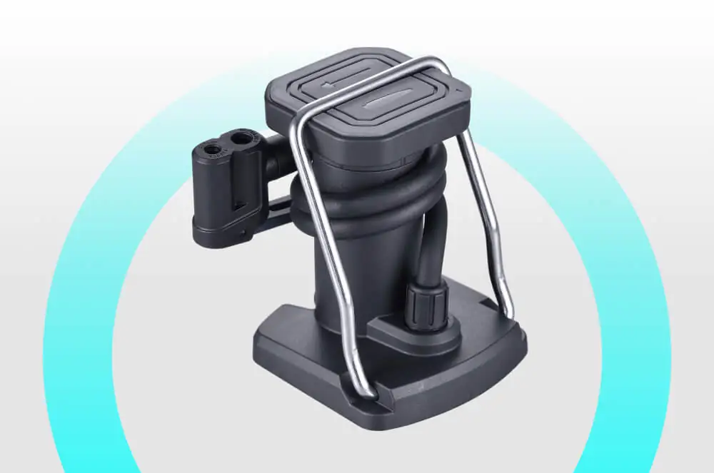 Compact portable foot pumps reduce tire inflation effort